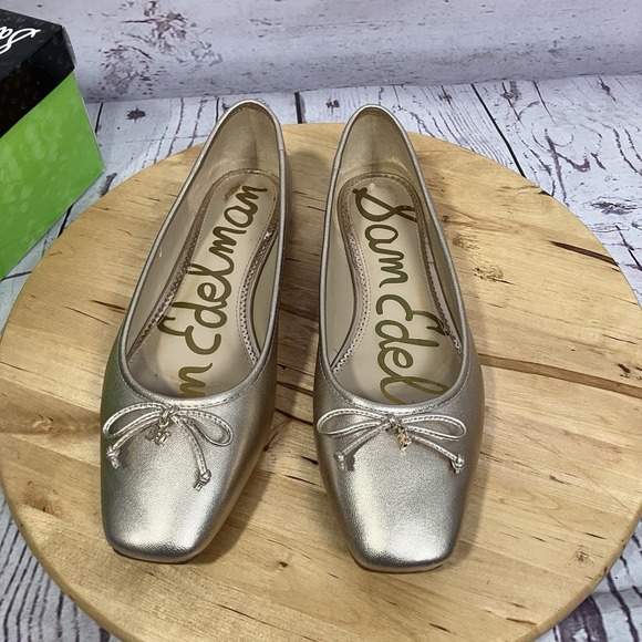 Sam Edelman Jillie Champagne Metallic Leather Ballet Flats Womens Size 9M - Picture 3 of 8
